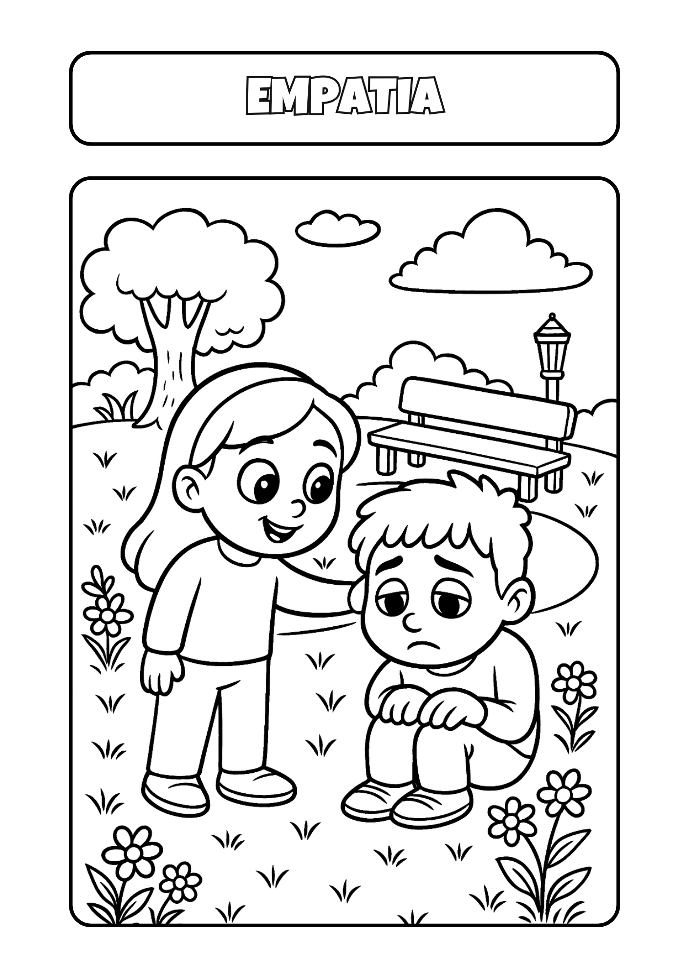 Página sobre Empatia - Criança consolando um amigo