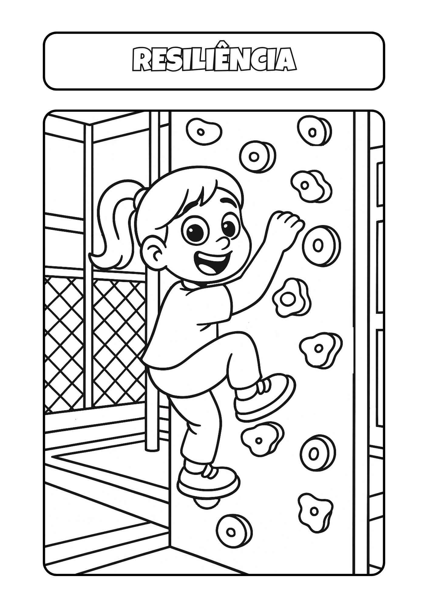 Página sobre Resiliência - Criança escalando com determinação